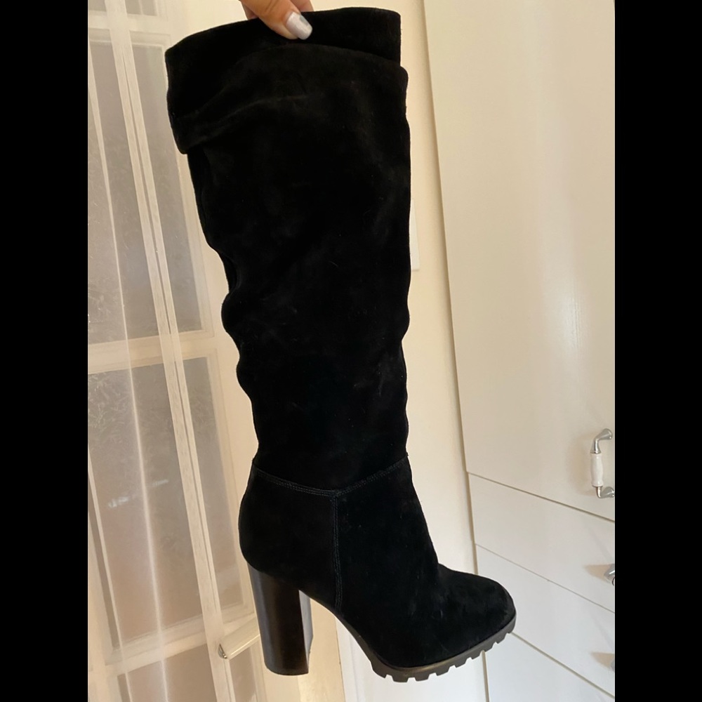 Suede knee high chucky winter boot women